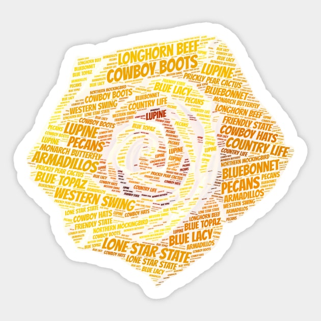 Yellow Rose Texas Symbols Word Cloud Sticker by BubbleMench